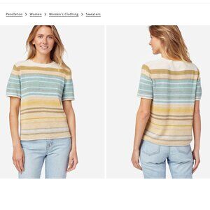 $5 ship! Pendleton knit short-sleeve striped pullover sweater tee - Size L
